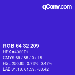 Color code: RGB 64 32 209 | qconv.com