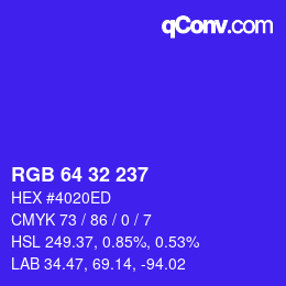 Color code: RGB 64 32 237 | qconv.com