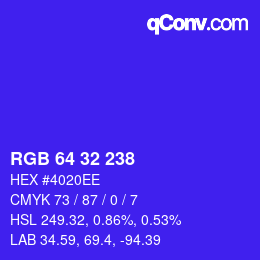 Color code: RGB 64 32 238 | qconv.com