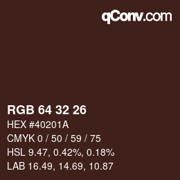 Color code: RGB 64 32 26 | qconv.com