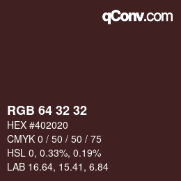 カラーコード: RGB 64 32 32 | qconv.com