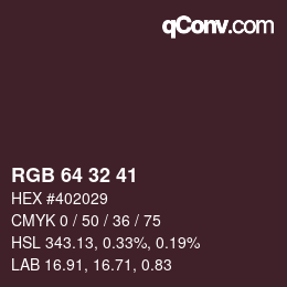 Color code: RGB 64 32 41 | qconv.com