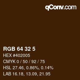 Color code: RGB 64 32 5 | qconv.com