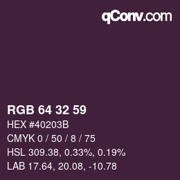 Color code: RGB 64 32 59 | qconv.com