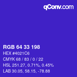 Color code: RGB 64 33 198 | qconv.com