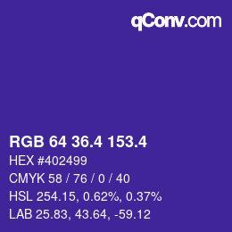 カラーコード: RGB 64 36.4 153.4 | qconv.com