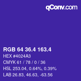 カラーコード: RGB 64 36.4 163.4 | qconv.com