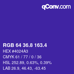 カラーコード: RGB 64 36.8 163.4 | qconv.com