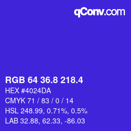 カラーコード: RGB 64 36.8 218.4 | qconv.com