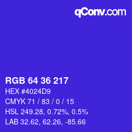 Color code: RGB 64 36 217 | qconv.com
