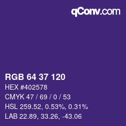 カラーコード: RGB 64 37 120 | qconv.com
