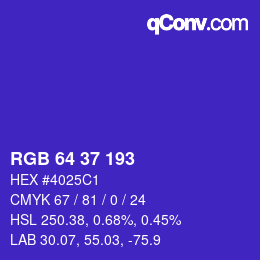 カラーコード: RGB 64 37 193 | qconv.com