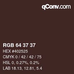 Color code: RGB 64 37 37 | qconv.com