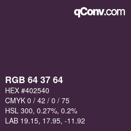 Color code: RGB 64 37 64 | qconv.com