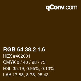 カラーコード: RGB 64 38.2 1.6 | qconv.com