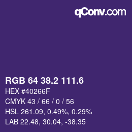 カラーコード: RGB 64 38.2 111.6 | qconv.com