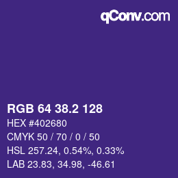 Color code: RGB 64 38.2 128 | qconv.com