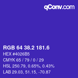 カラーコード: RGB 64 38.2 181.6 | qconv.com