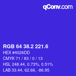 カラーコード: RGB 64 38.2 221.6 | qconv.com