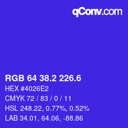 カラーコード: RGB 64 38.2 226.6 | qconv.com