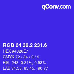 カラーコード: RGB 64 38.2 231.6 | qconv.com