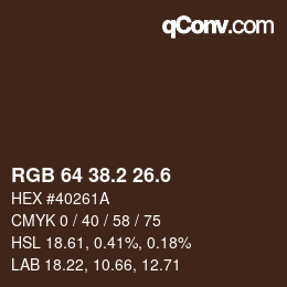 カラーコード: RGB 64 38.2 26.6 | qconv.com
