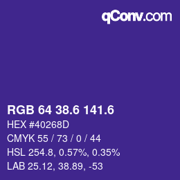 カラーコード: RGB 64 38.6 141.6 | qconv.com