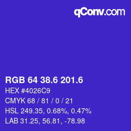 カラーコード: RGB 64 38.6 201.6 | qconv.com