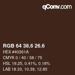 カラーコード: RGB 64 38.6 26.6 | qconv.com