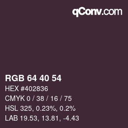 Color code: RGB 64 40 54 | qconv.com