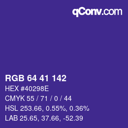 Color code: RGB 64 41 142 | qconv.com