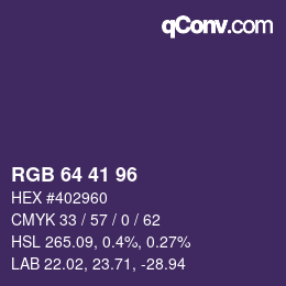 Color code: RGB 64 41 96 | qconv.com