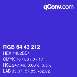 颜色代码: RGB 64 43 212 | qconv.com