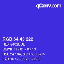 颜色代码: RGB 64 43 222 | qconv.com