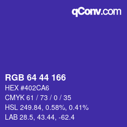 Color code: RGB 64 44 166 | qconv.com