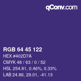 カラーコード: RGB 64 45 122 | qconv.com