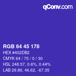 カラーコード: RGB 64 45 178 | qconv.com