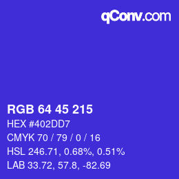 颜色代码: RGB 64 45 215 | qconv.com