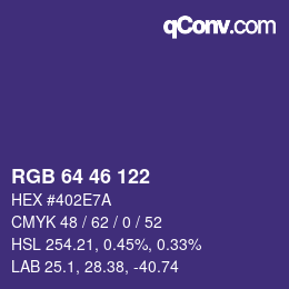 颜色代码: RGB 64 46 122 | qconv.com