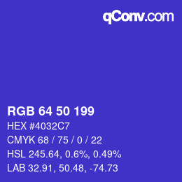 颜色代码: RGB 64 50 199 | qconv.com