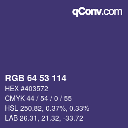 Color code: RGB 64 53 114 | qconv.com