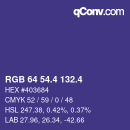 カラーコード: RGB 64 54.4 132.4 | qconv.com