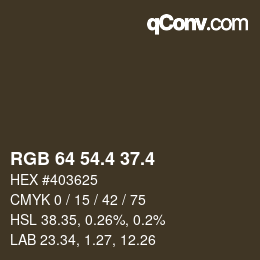カラーコード: RGB 64 54.4 37.4 | qconv.com