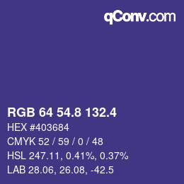 カラーコード: RGB 64 54.8 132.4 | qconv.com