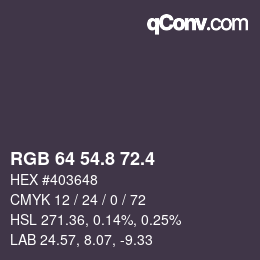 カラーコード: RGB 64 54.8 72.4 | qconv.com