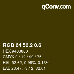 カラーコード: RGB 64 56.2 0.6 | qconv.com