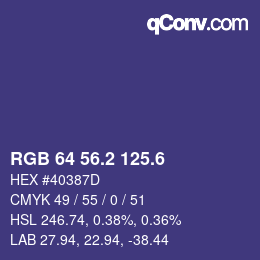 カラーコード: RGB 64 56.2 125.6 | qconv.com