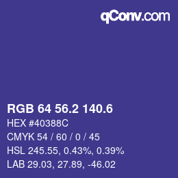 カラーコード: RGB 64 56.2 140.6 | qconv.com