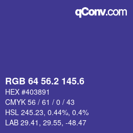 カラーコード: RGB 64 56.2 145.6 | qconv.com