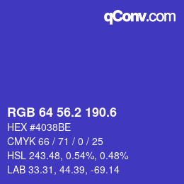 カラーコード: RGB 64 56.2 190.6 | qconv.com